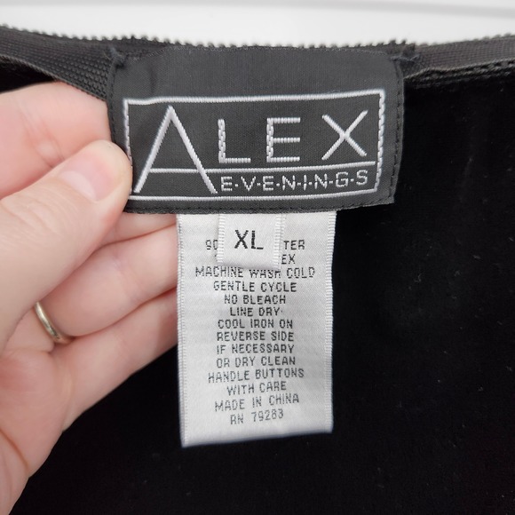 Alex Evenings Womens Black Velvet Maxi Skirt XL Glam NYE Formal Holiday Cocktail - Picture 5 of 7